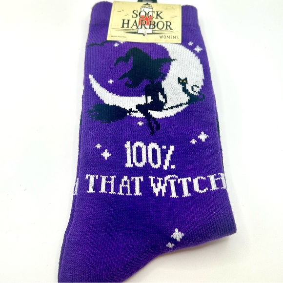 🙀 3/$18 | “100% THAT WITCH” Women’s Socks | Sock Harbor NWT - Picture 1 of 4